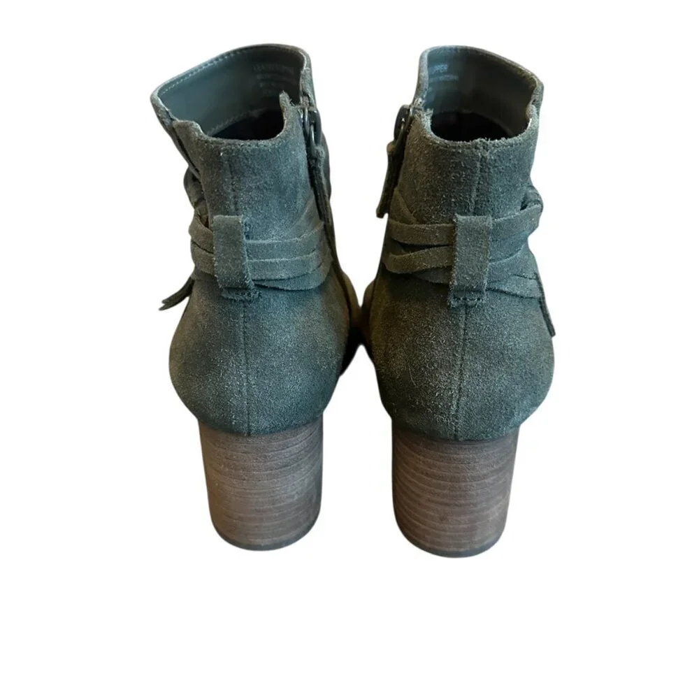 Violet & Red Jenna Leather Ankle Booties Suede Heeled Boots Size 9.5 Women's